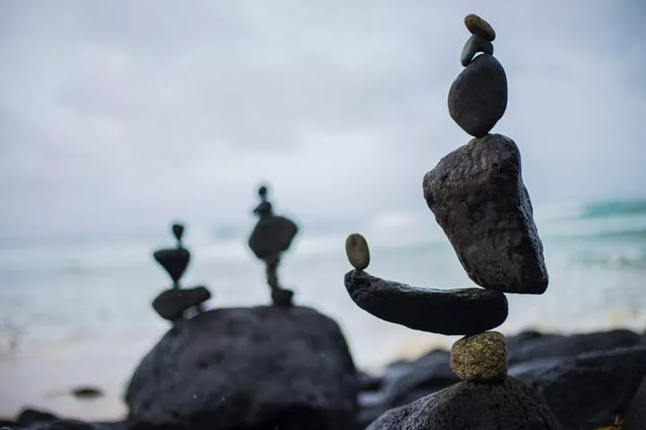 rock sculptures on the beach - balance