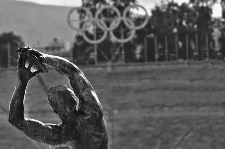 black and white - Olympic statue and symbol - athletes