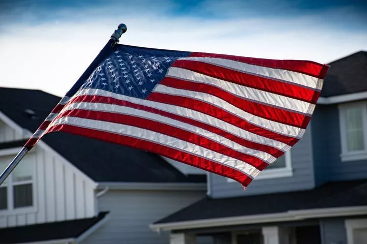 American flag flying at someone's home - war within
