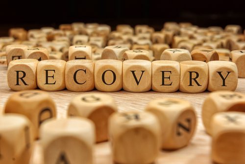recovery spelled out in wooden blocks