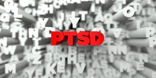 PTSD - spelled out in 3-d letters