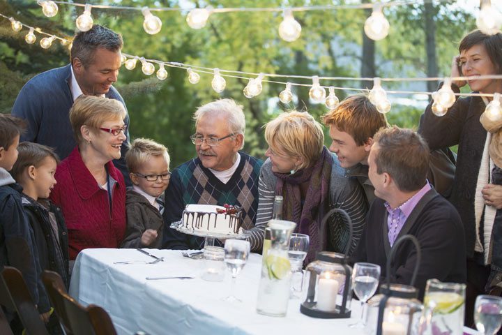 family gathering outdoors for birthday party - recovery story