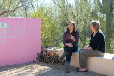 two women talking in group outside - relapse prevention