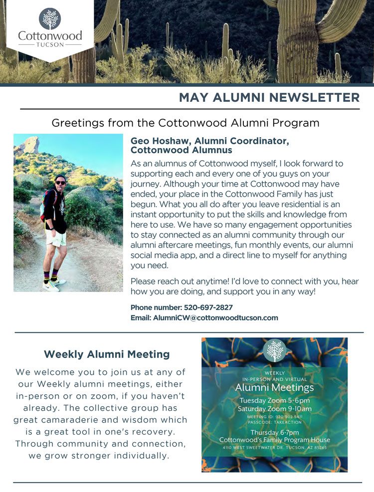 Cottonwod Tucson May 2025 Alumni Newsletter